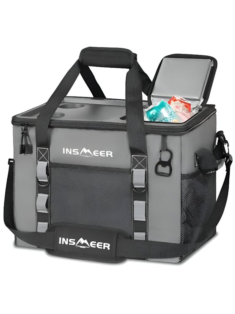 Soft Cooler Bag with Hard Shell & 2 Cup Holders, Portable 40L/70 Cans